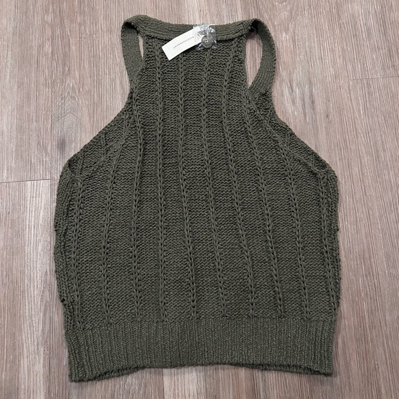 New with tags Anthropologie Olive Green Cable Knit Tank Top - Picture 7 of 8